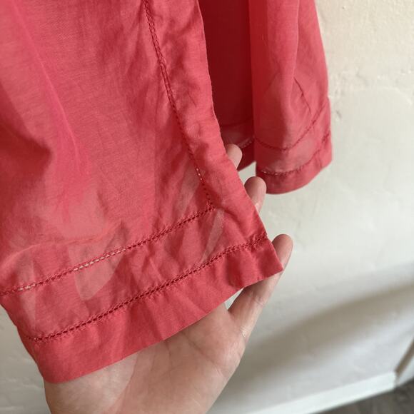 Anthropologie Odille Size 2 Blouse - Pink Wrap Sheer Tie Ruffles Long Sheer - Picture 6 of 12